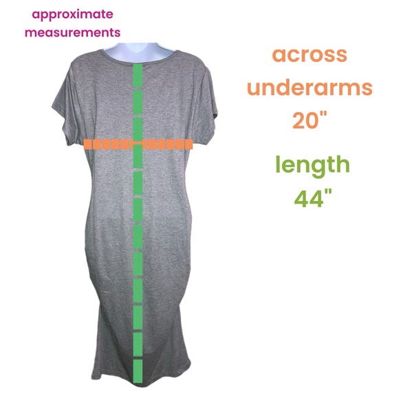 NWT Times Two Maternity Maxi Dress Short Sleeve Heathered Gray XL 12022 - Picture 8 of 8